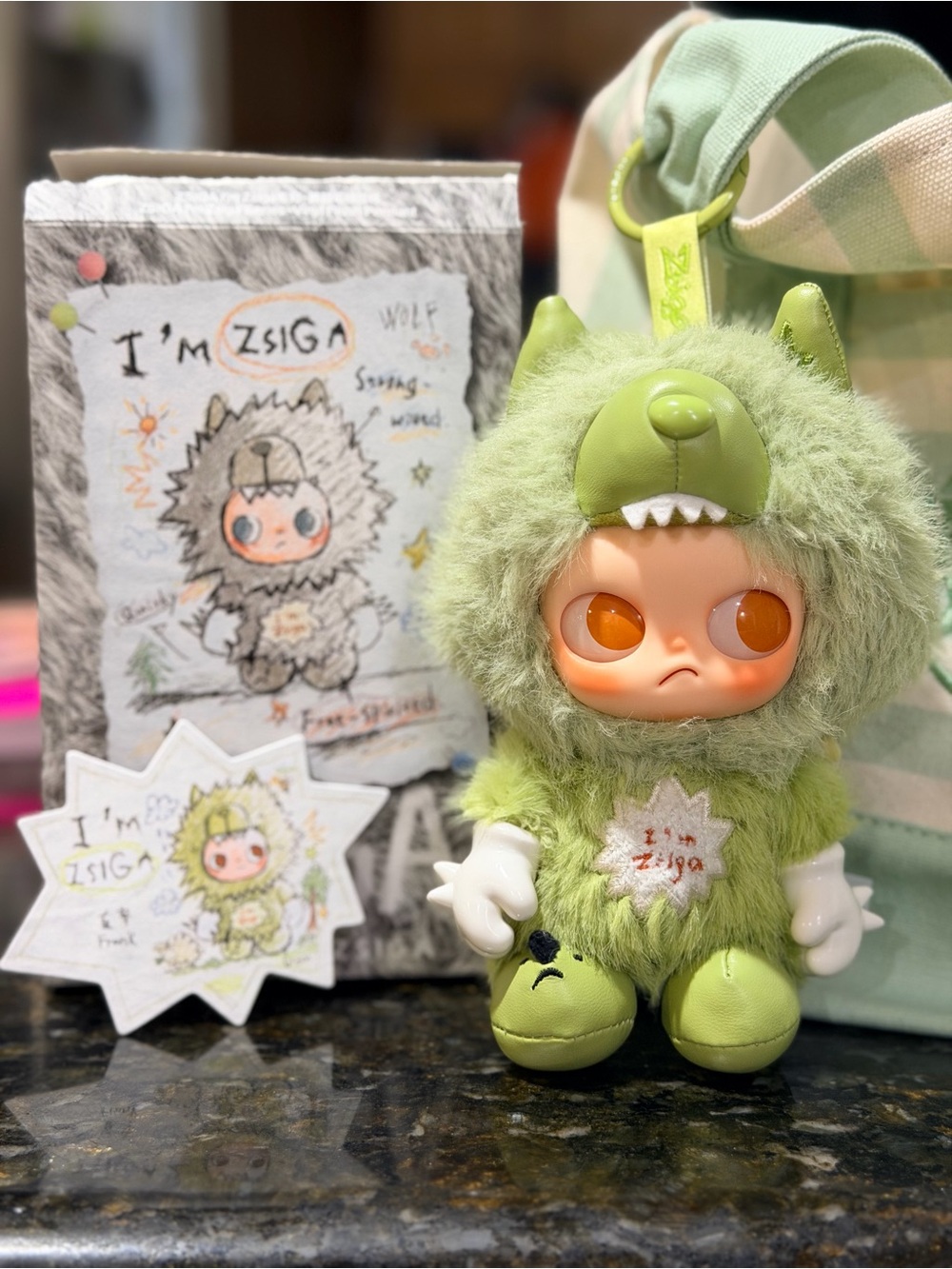 I’m Zsiga Plush Doll Keychain - Lime Green Cute Monster